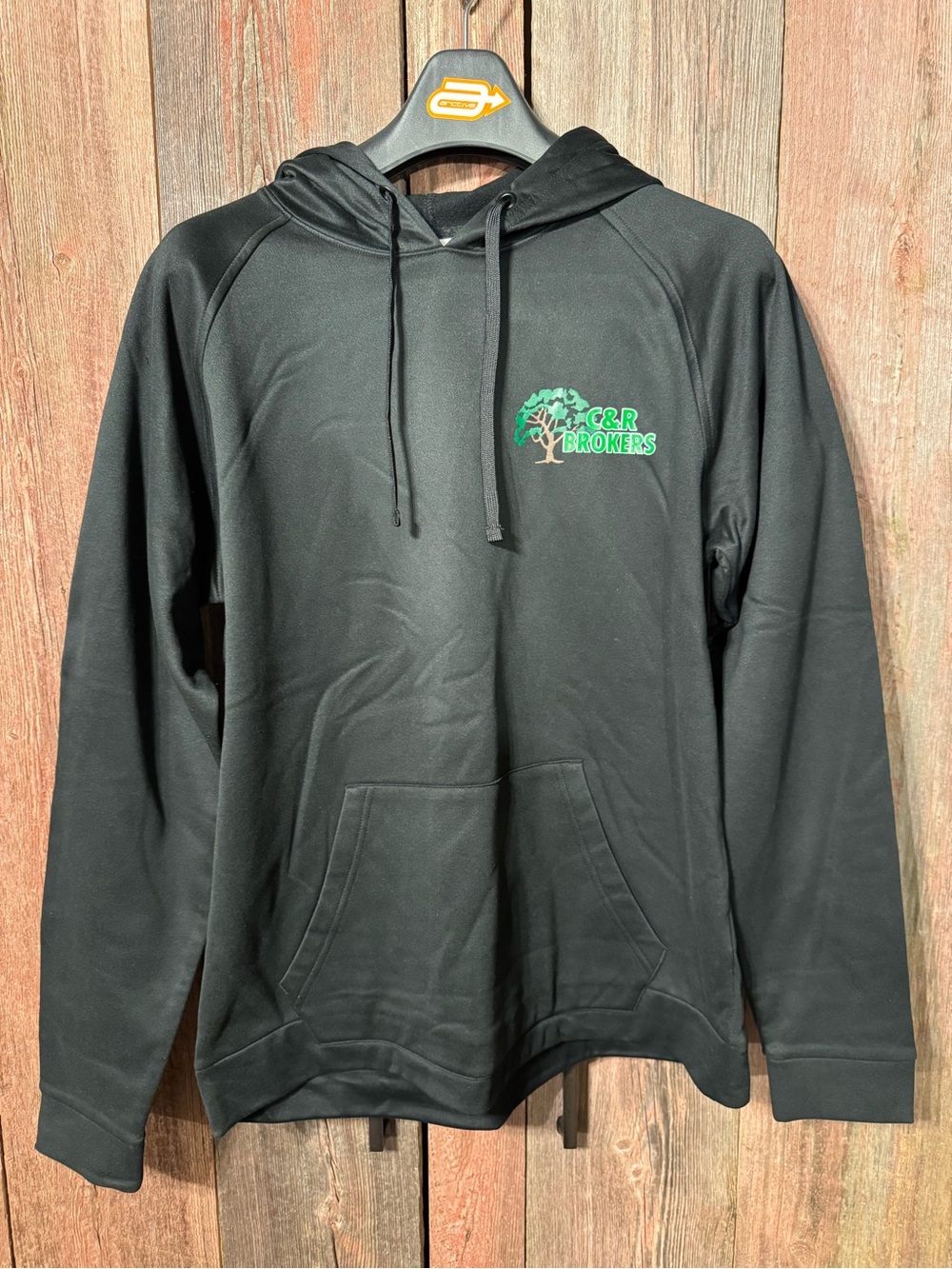 Sport-Tek Mens Large Black Pullover Hoodie with Green Logo